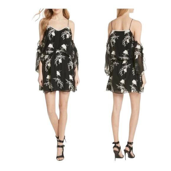 NEW Alice and Olivia Holden Embroidered Cold-Shoulder Dress  Size Large - Picture 1 of 12
